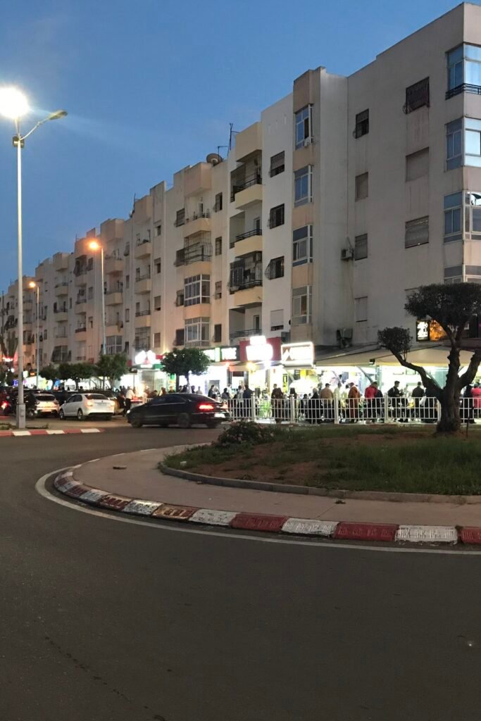 Hay Salam district in Agadir at night.